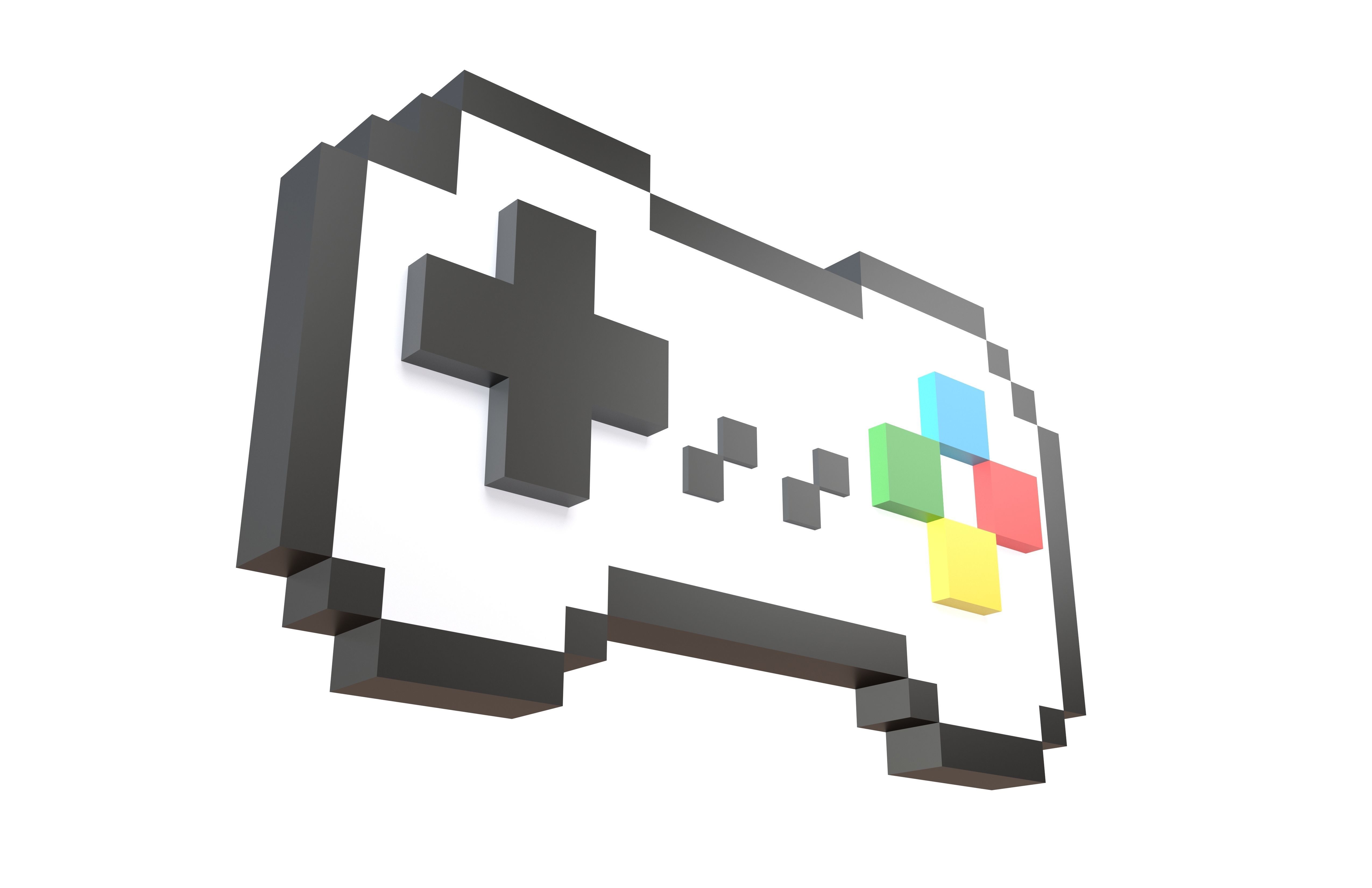 Pixel Game Controller v2 001 Low-poly 3D model_1