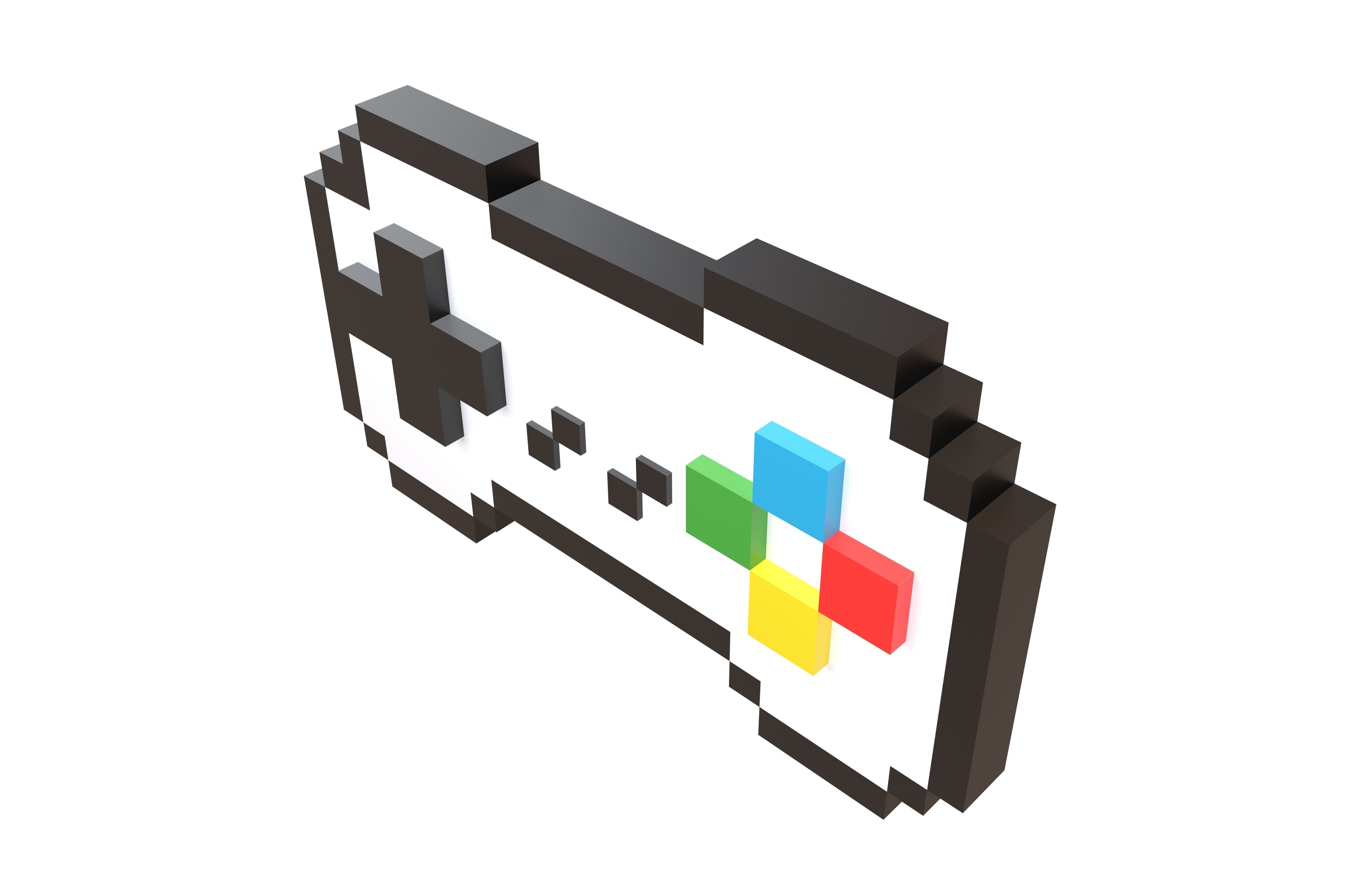 Pixel Game Controller v2 001 Low-poly 3D model_3
