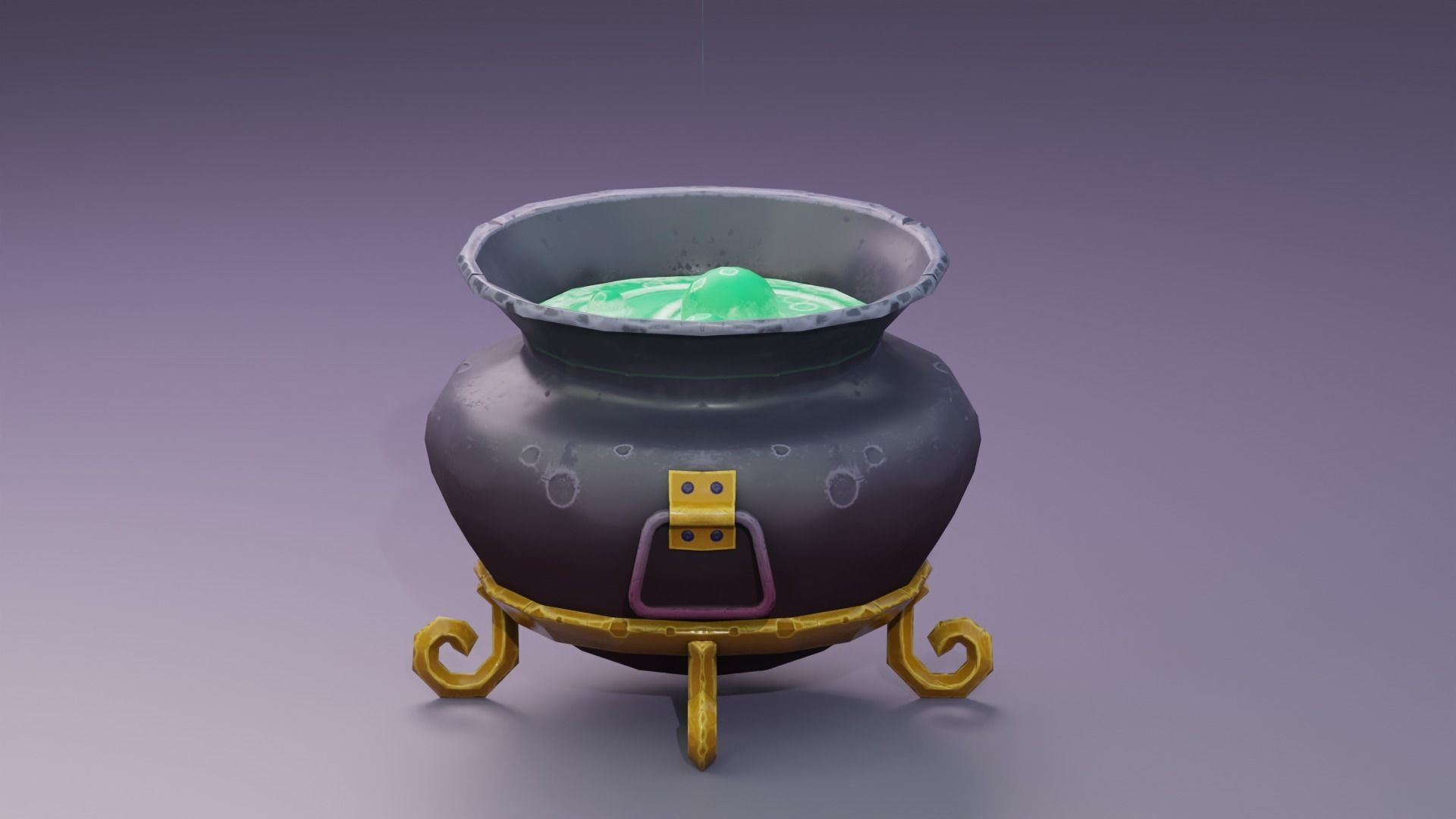 Stylized Witches Cauldron Low-poly 3D model_3