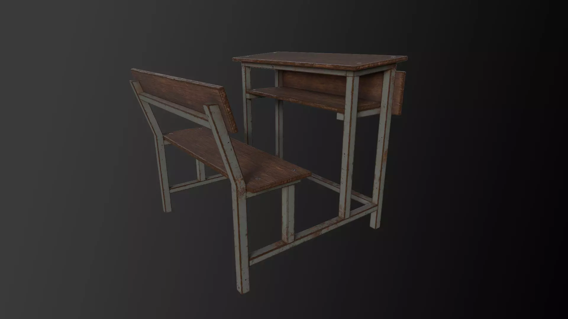 School Bench Low-poly 3D model
