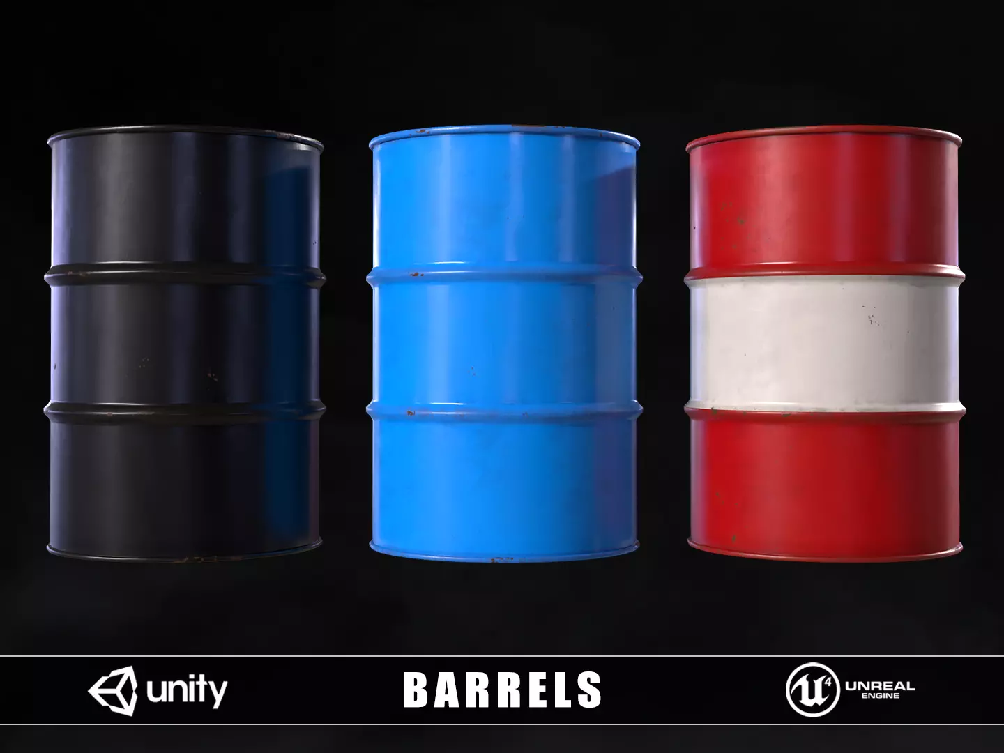 Barrels Low-poly 3D model_0