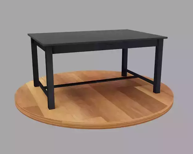 Simple Wooden Study Table with Drawer - Black Wood Free low-poly 3D model