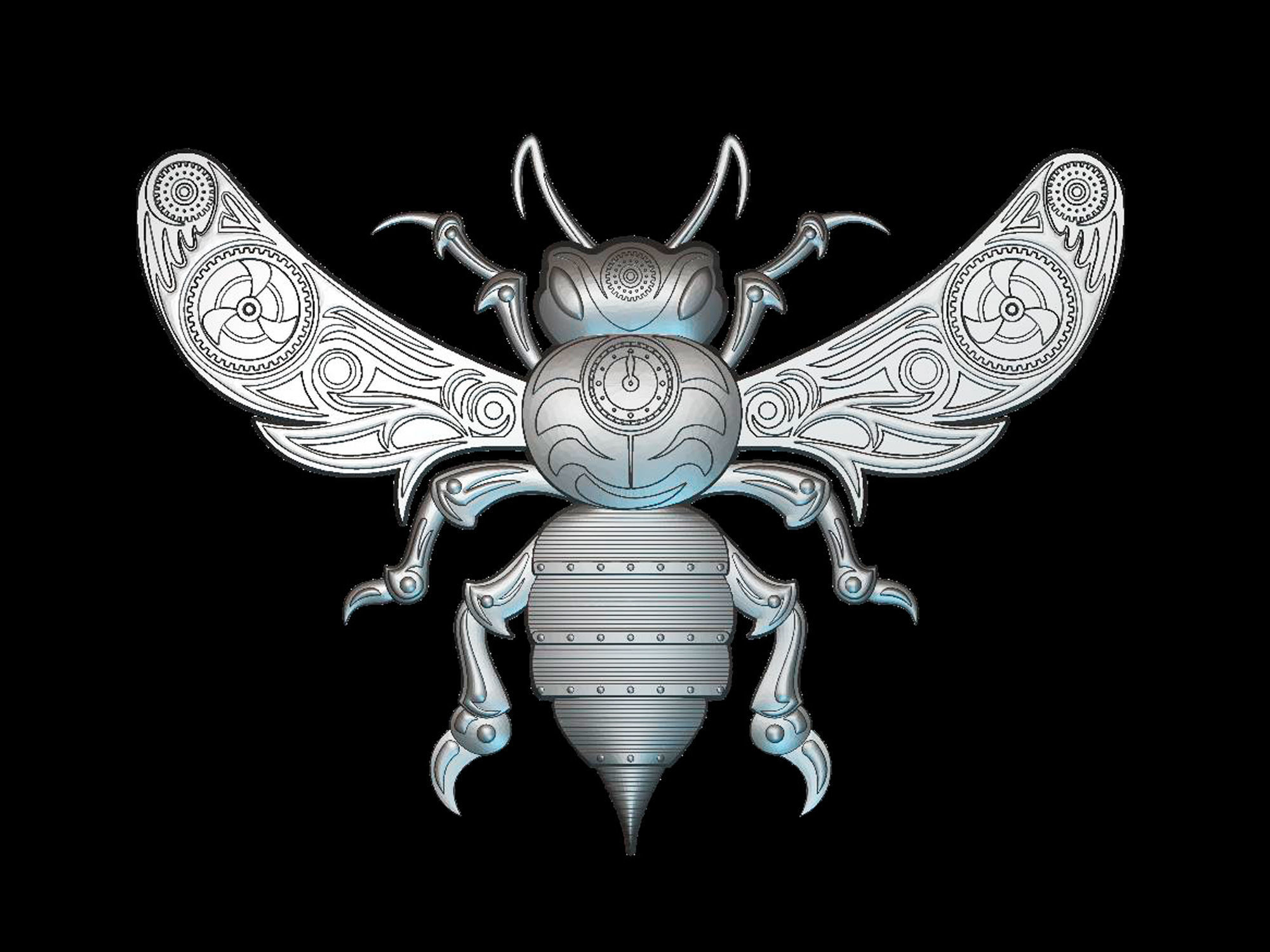 Bee Steampunk 3d model for cnc machines and 3d printers 3D model_0