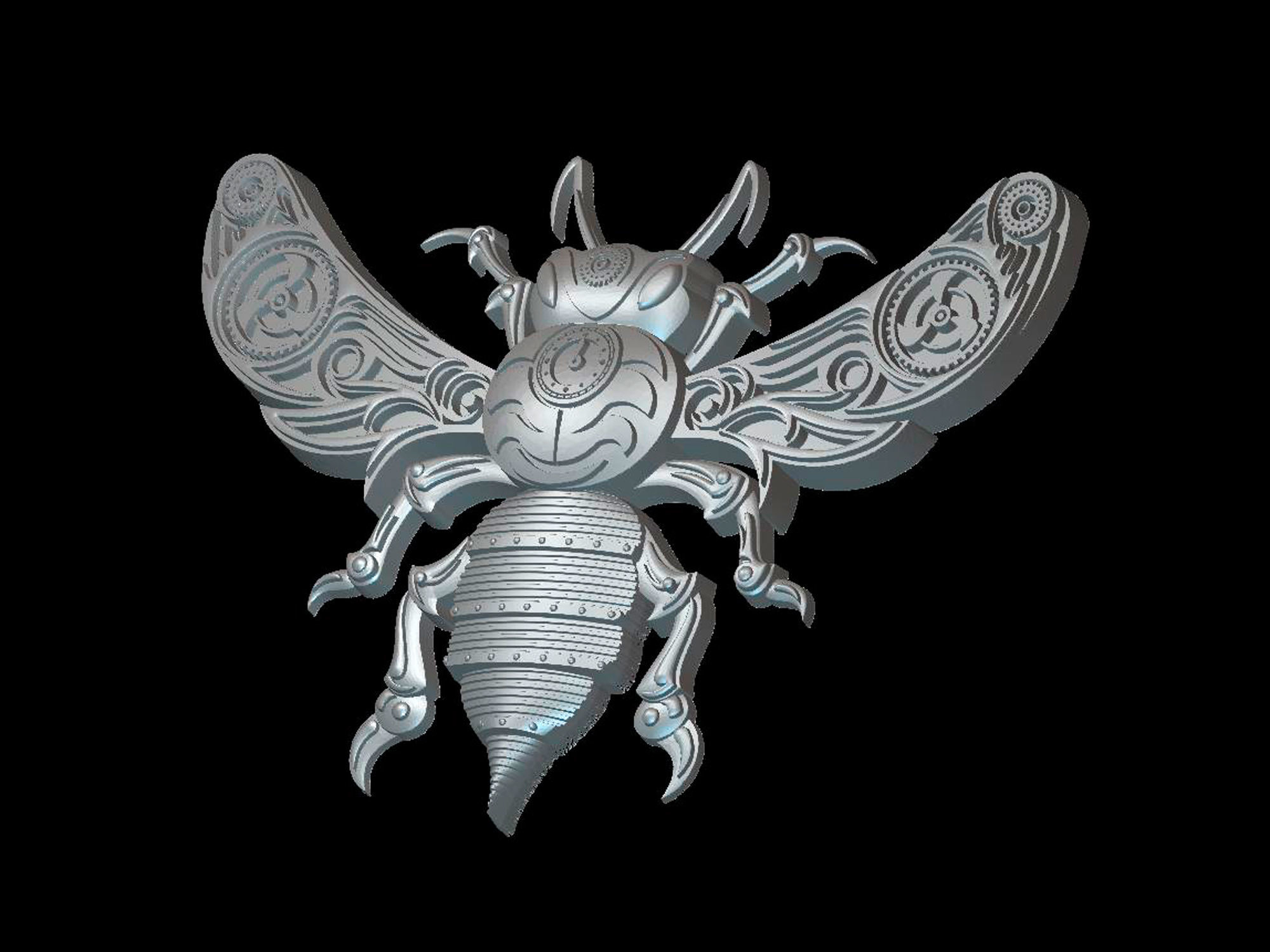 Bee Steampunk 3d model for cnc machines and 3d printers 3D model_3