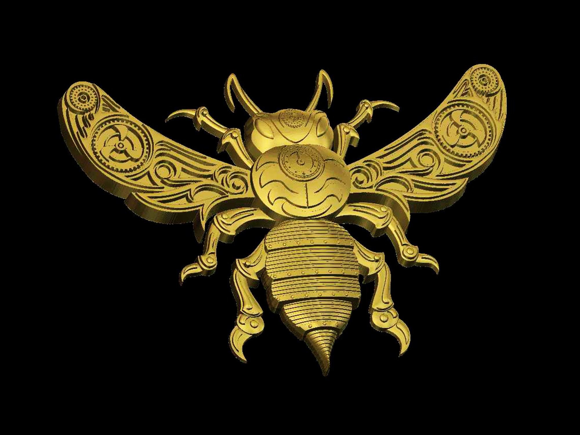 Bee Steampunk 3d model for cnc machines and 3d printers 3D model_6