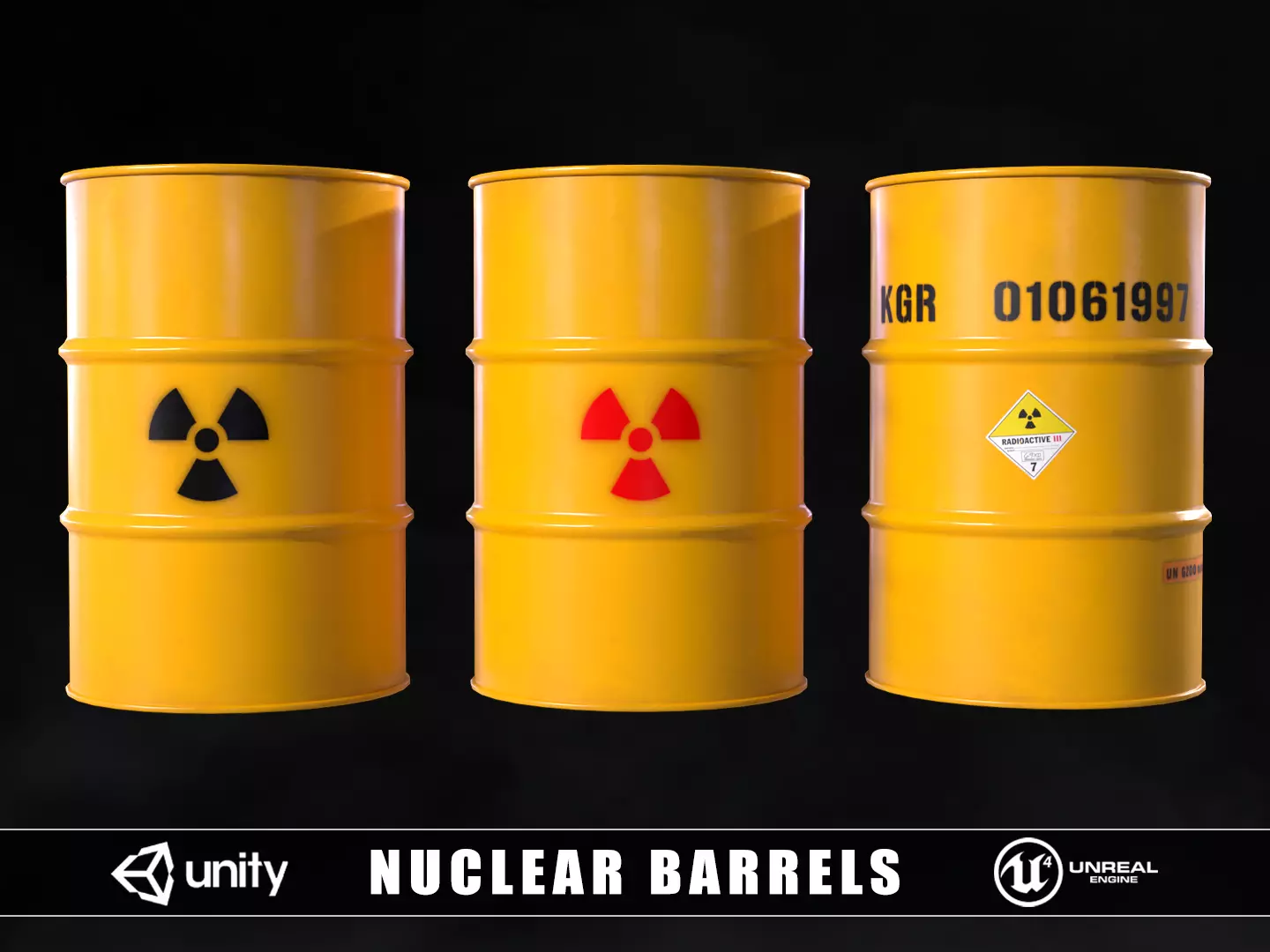 Nuclear Barrels Low-poly 3D model_0