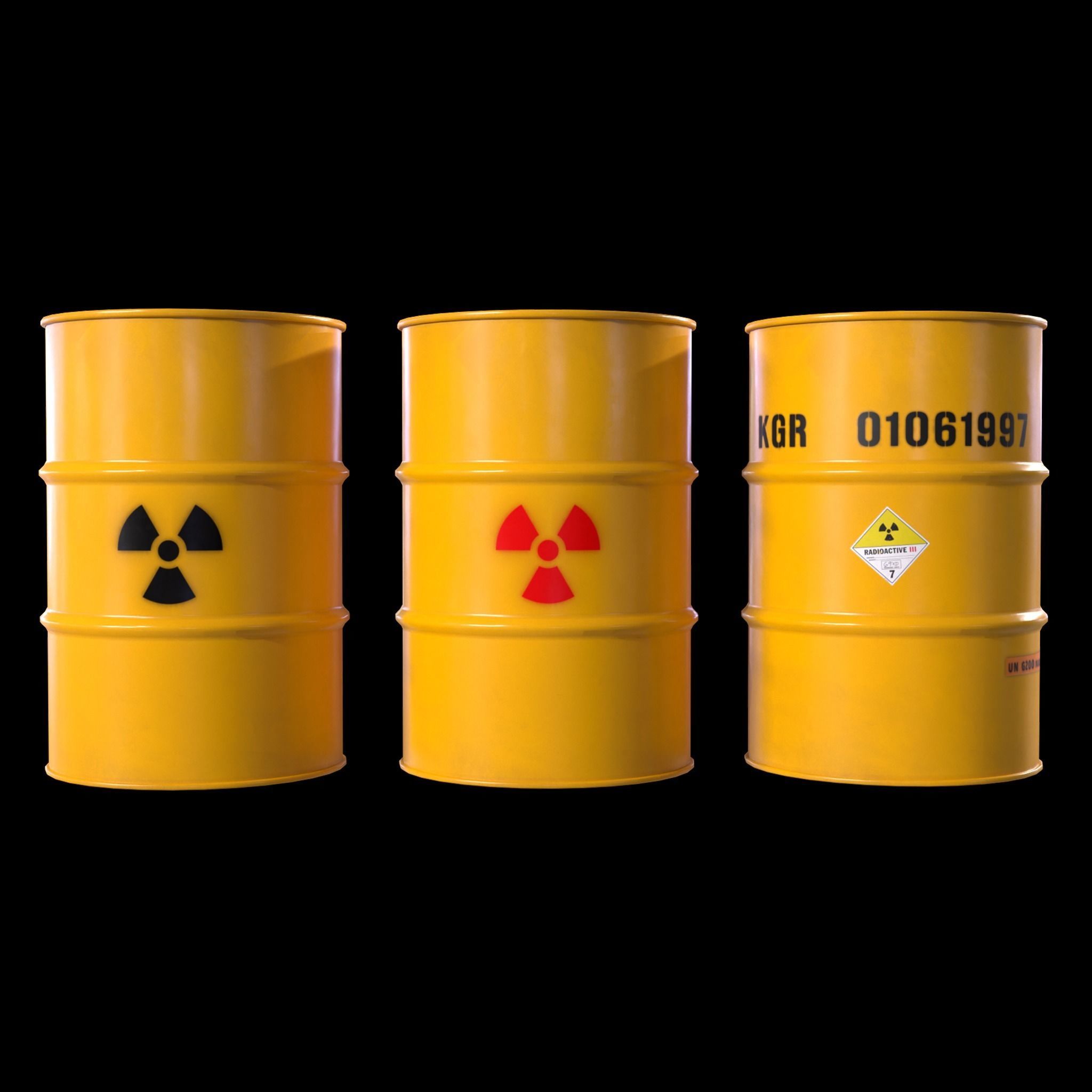 Nuclear Barrels Low-poly 3D model_2