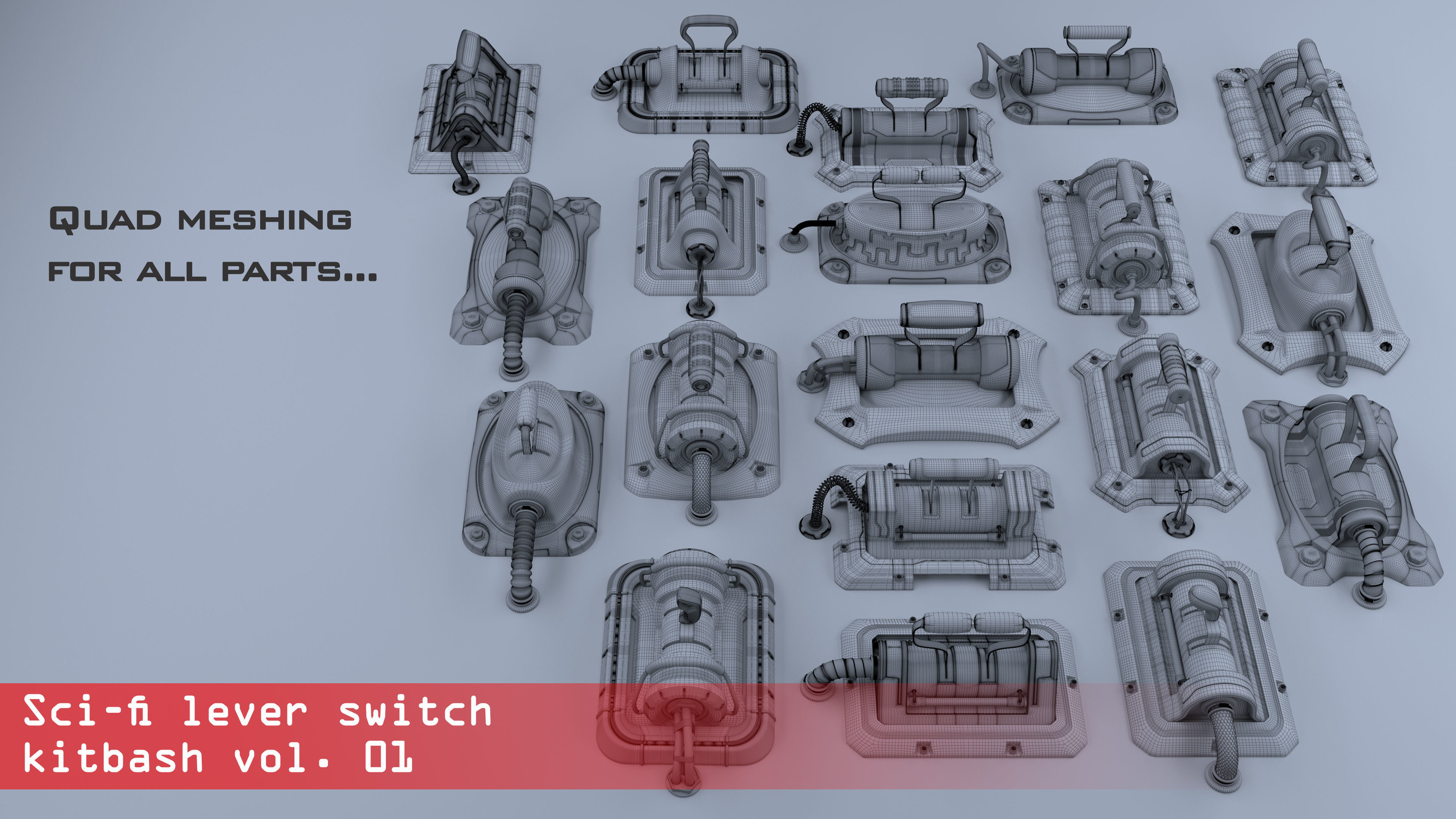 Sci-fi lever switch kitbash vol 01 3D model_2