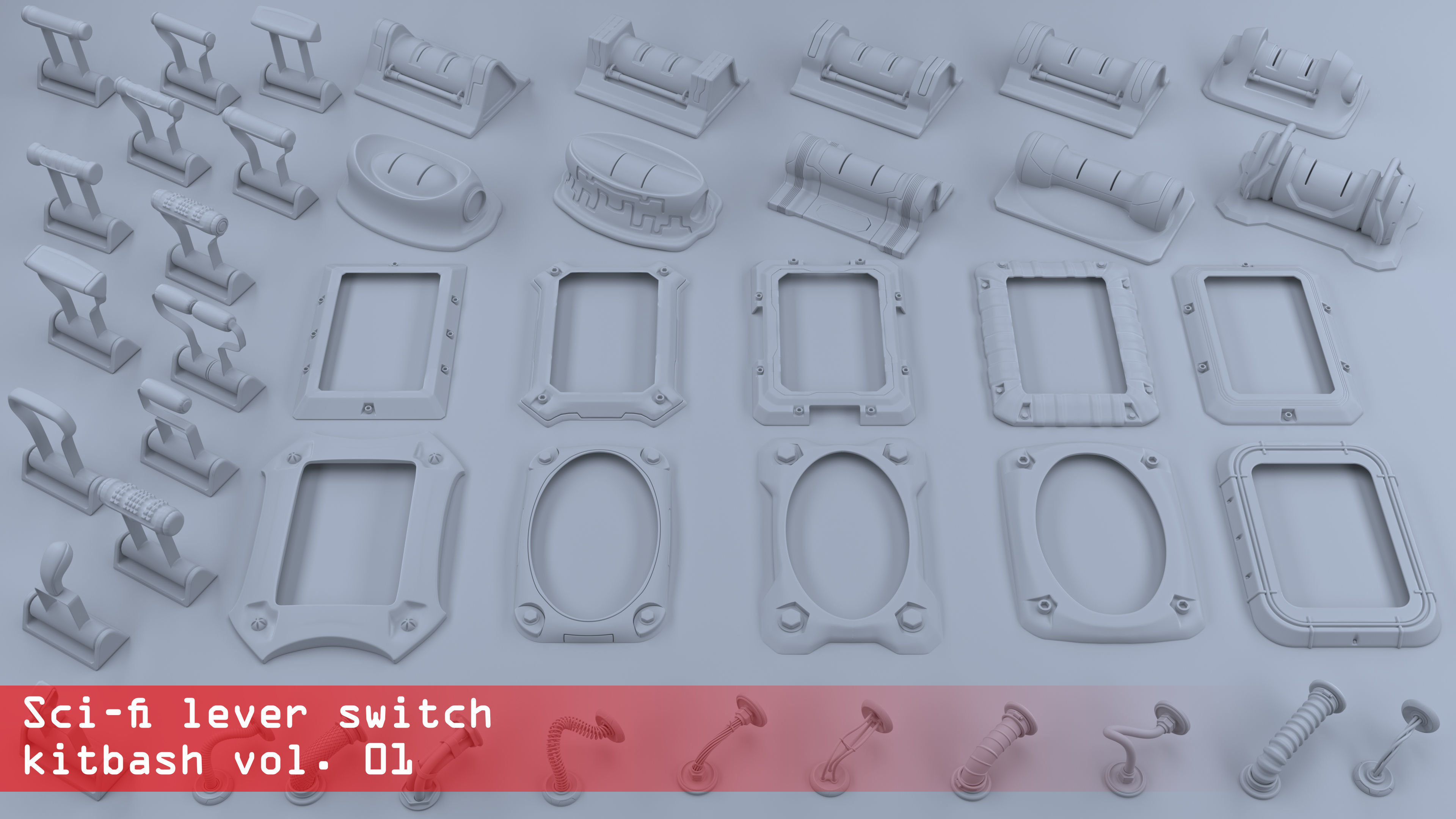 Sci-fi lever switch kitbash vol 01 3D model_5