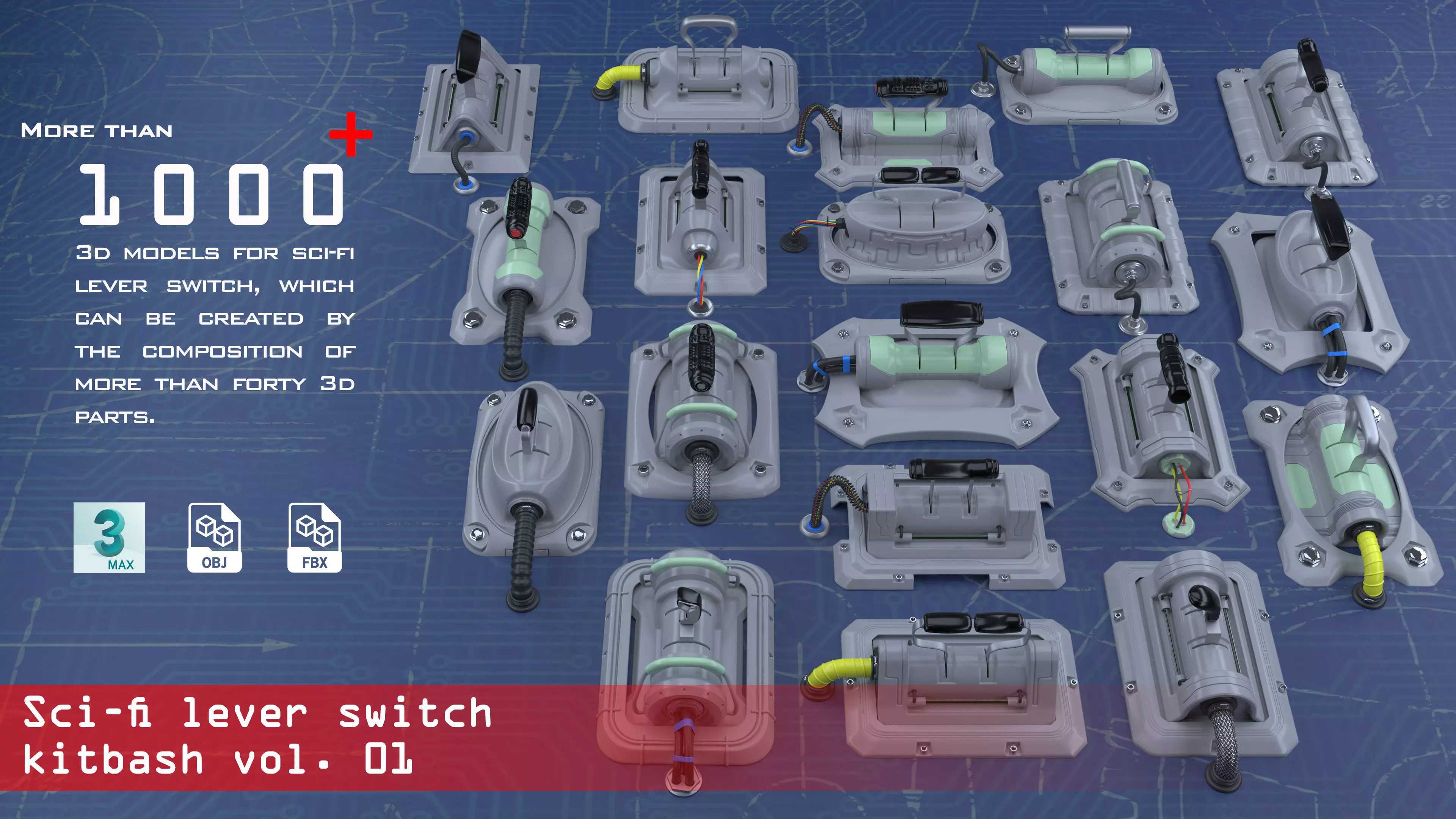 Sci-fi lever switch kitbash vol 01 3D model_0