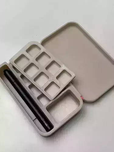 Watercolor palette little bigger than Mint can with hinge  3D print model