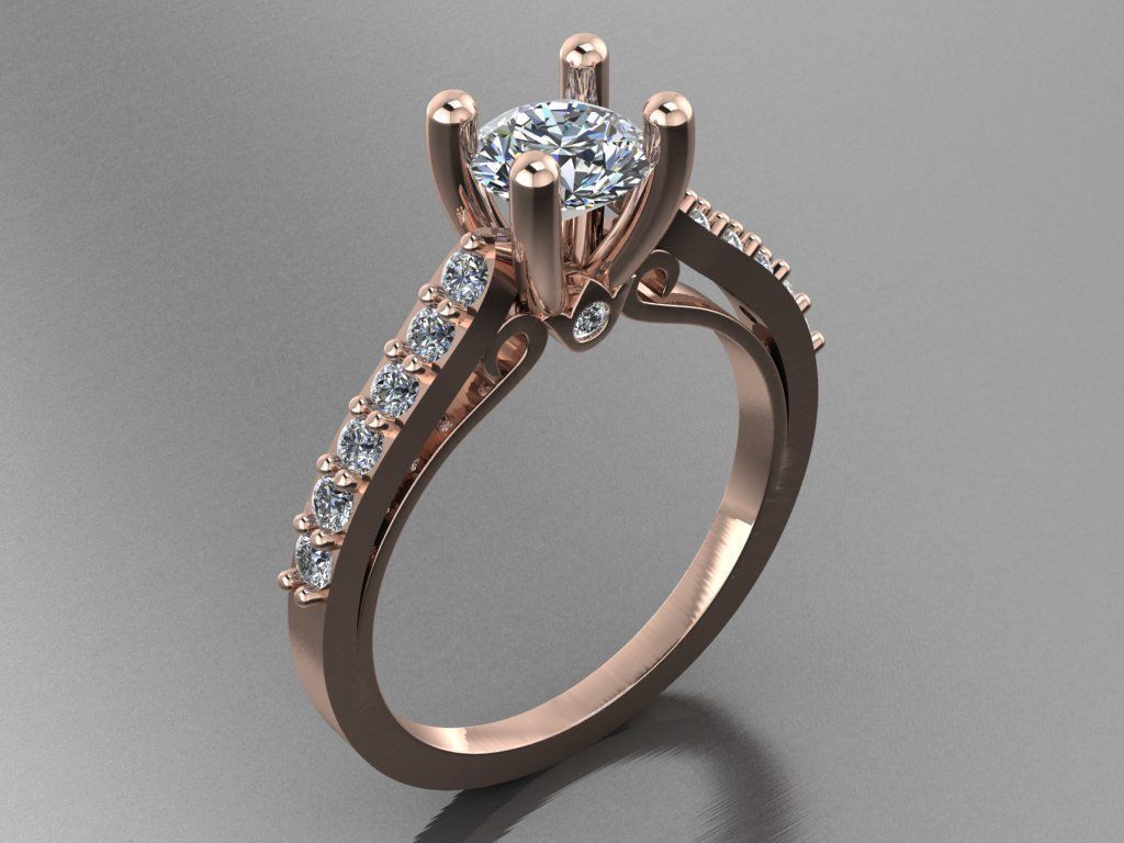 solitaire ring 02 3D print model_3