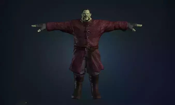 Free Low-Poly Medieval Orc Character T Pose Stylized Fantasy Free low-poly 3D model