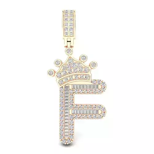 Crown Initial  F  Letter Pendant 3D print model