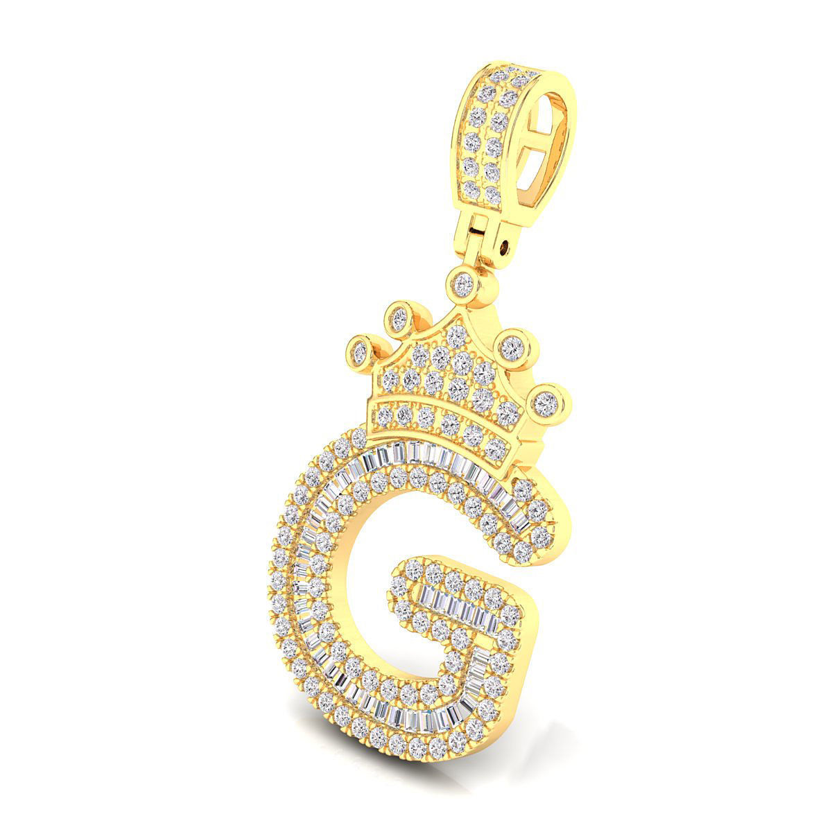 Crown Initial  G  Letter Pendant 3D print model_6