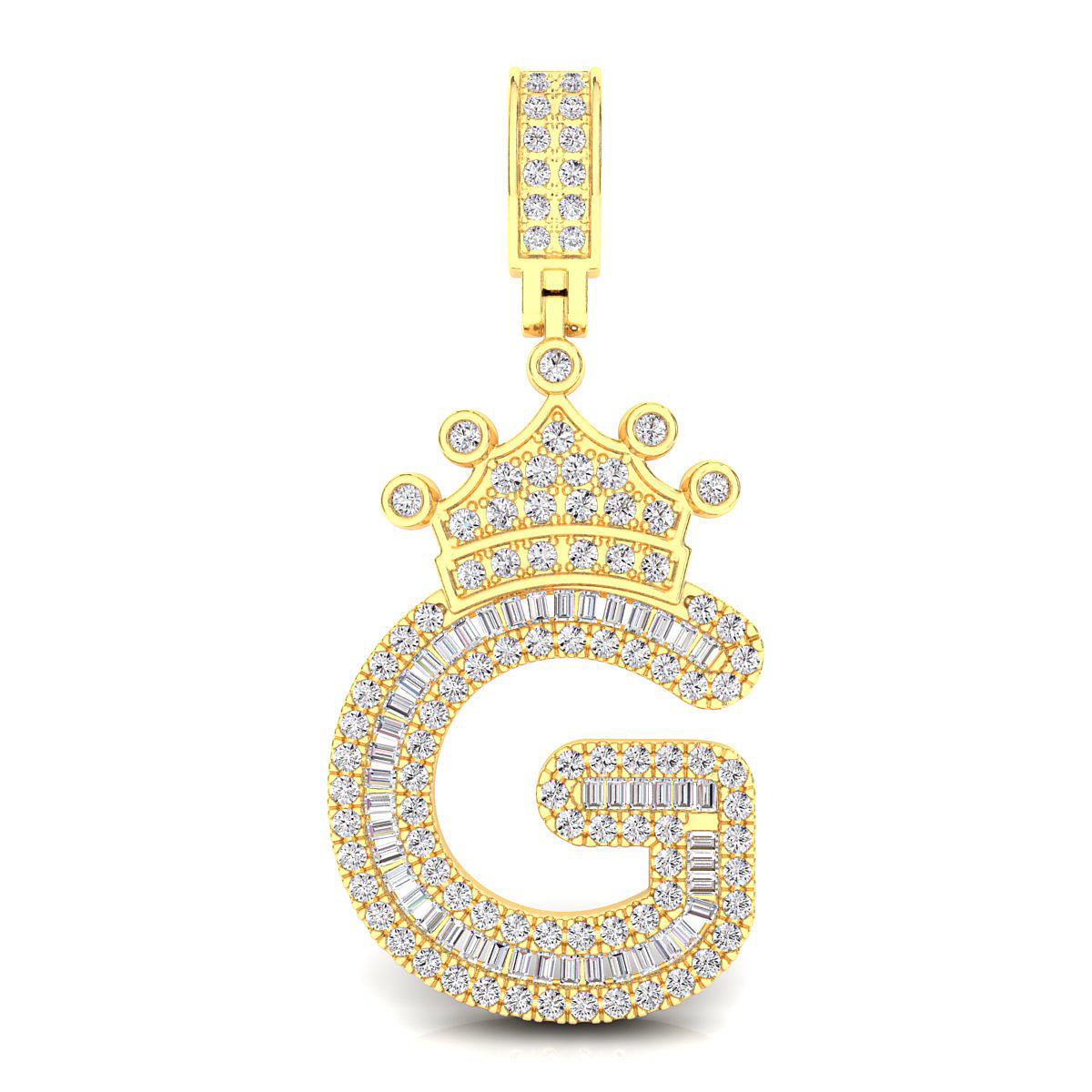 Crown Initial  G  Letter Pendant 3D print model_2