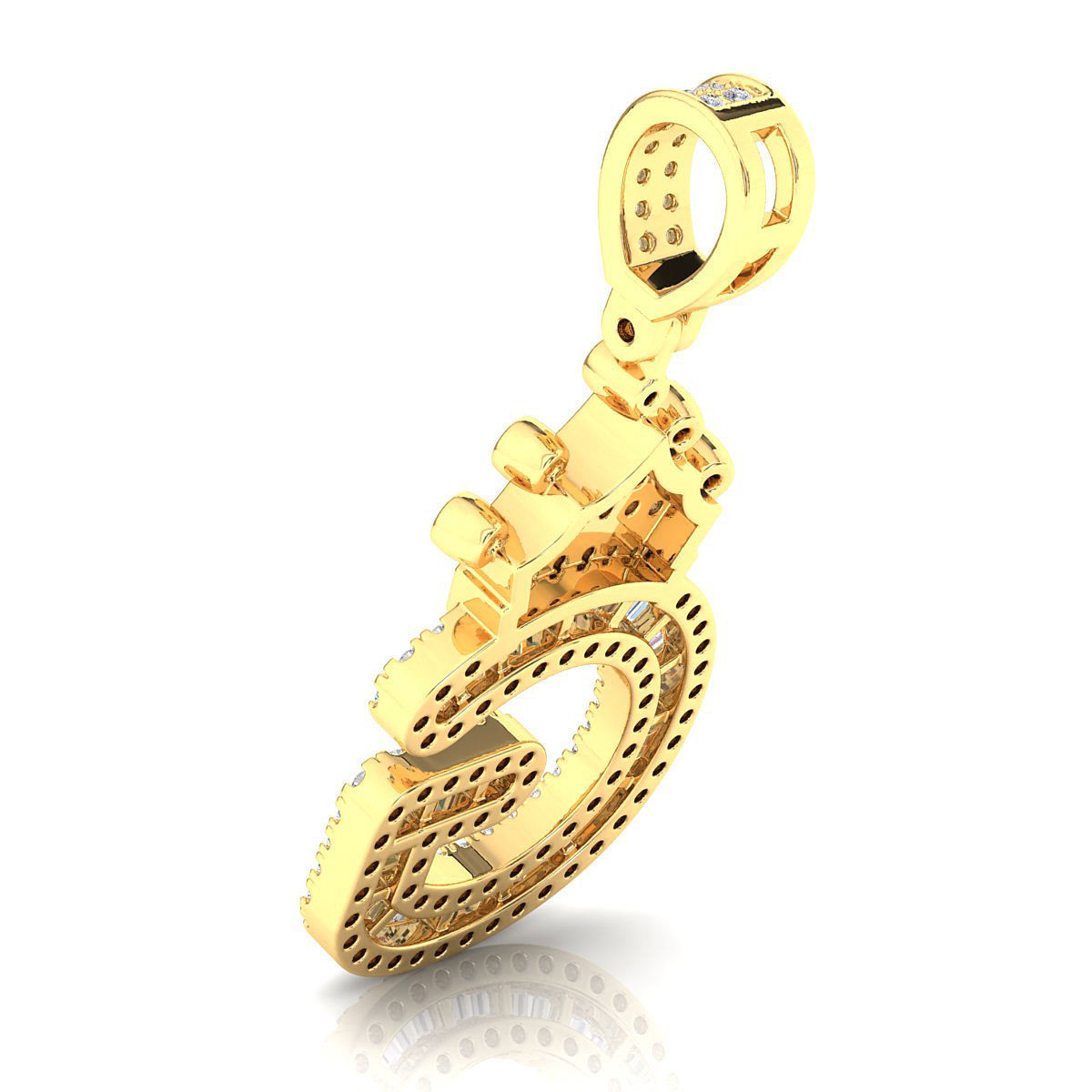 Crown Initial  G  Letter Pendant 3D print model_9
