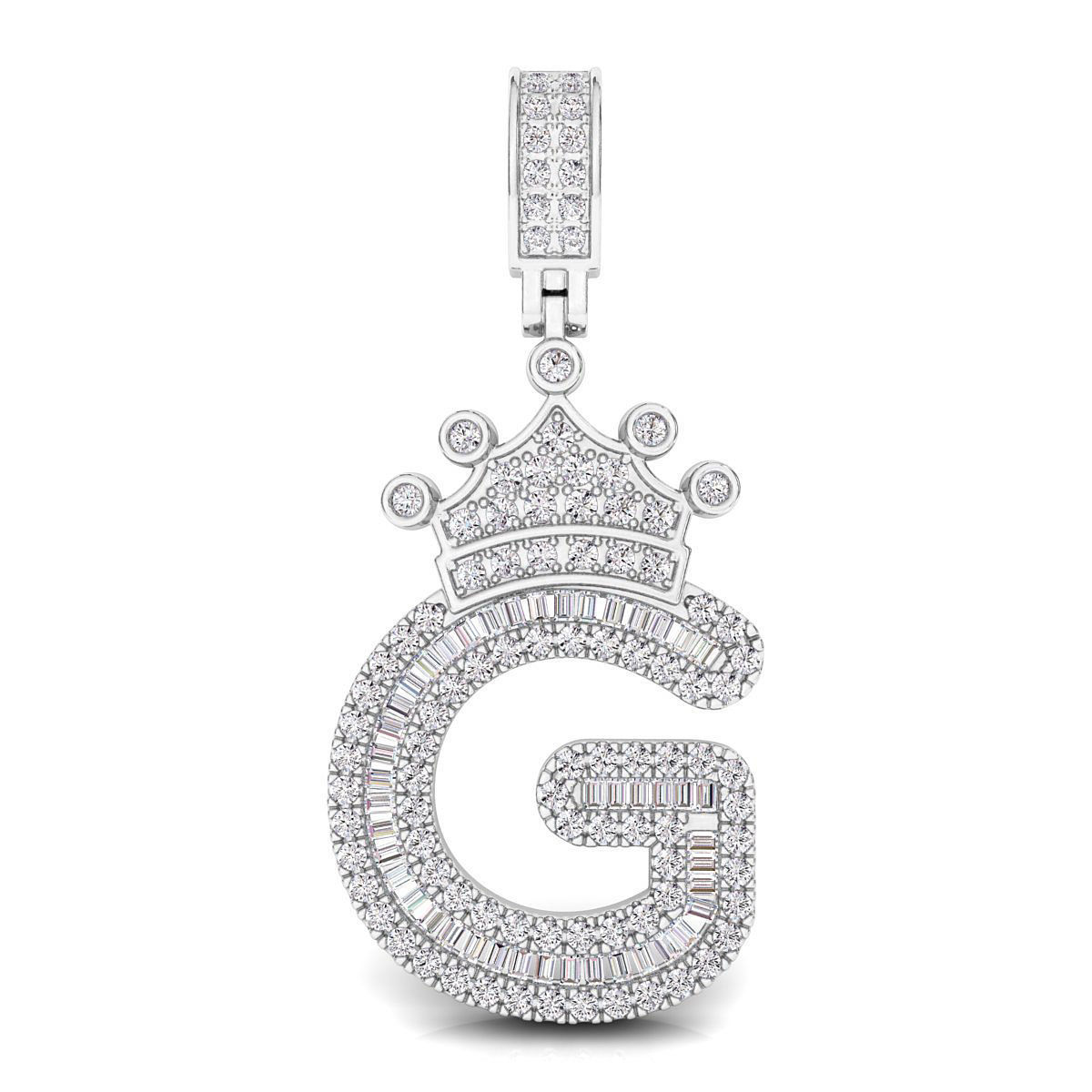 Crown Initial  G  Letter Pendant 3D print model_1