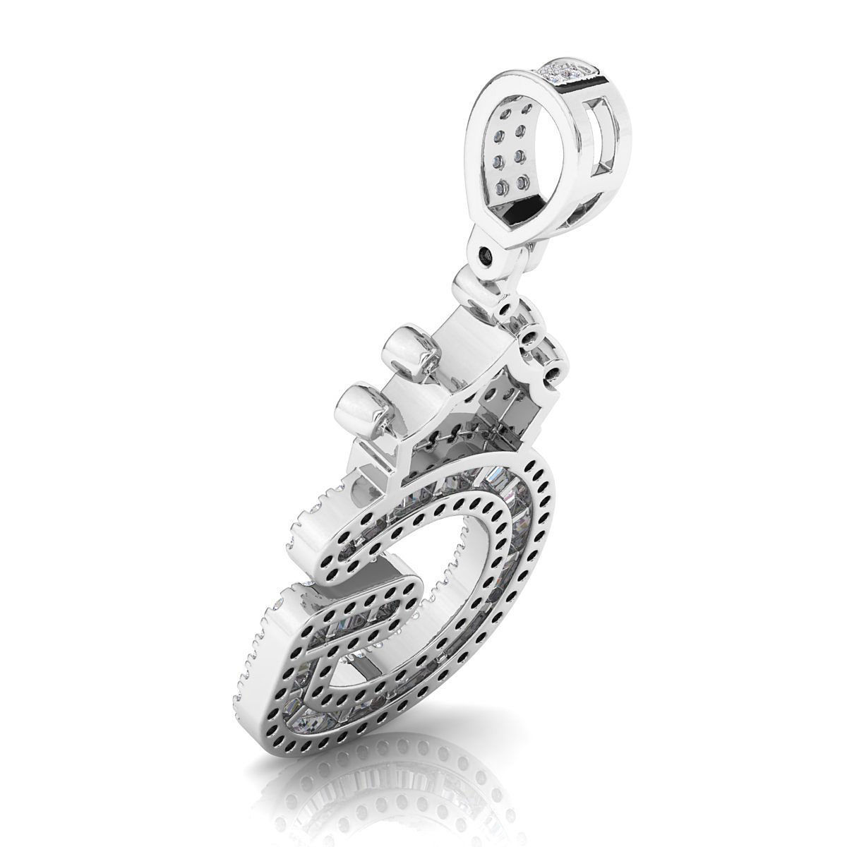 Crown Initial  G  Letter Pendant 3D print model_7