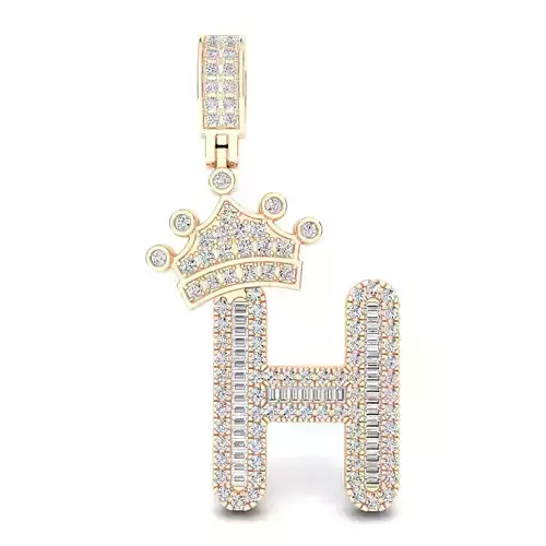 Crown Initial  H  Letter Pendant 3D print model