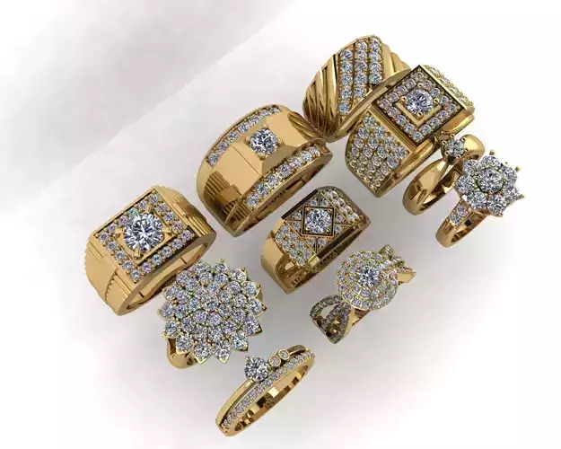 rings set of gold with diamonds