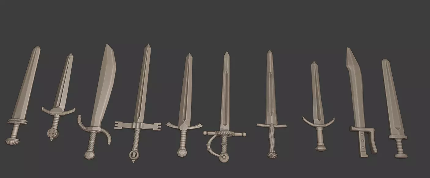 European Medieval Renaissance Weapons One Handed Swords 3D print model