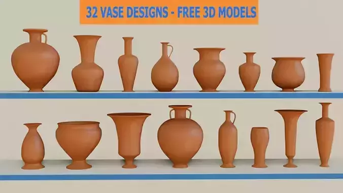 Vase Designs Collection Free low-poly 3D model