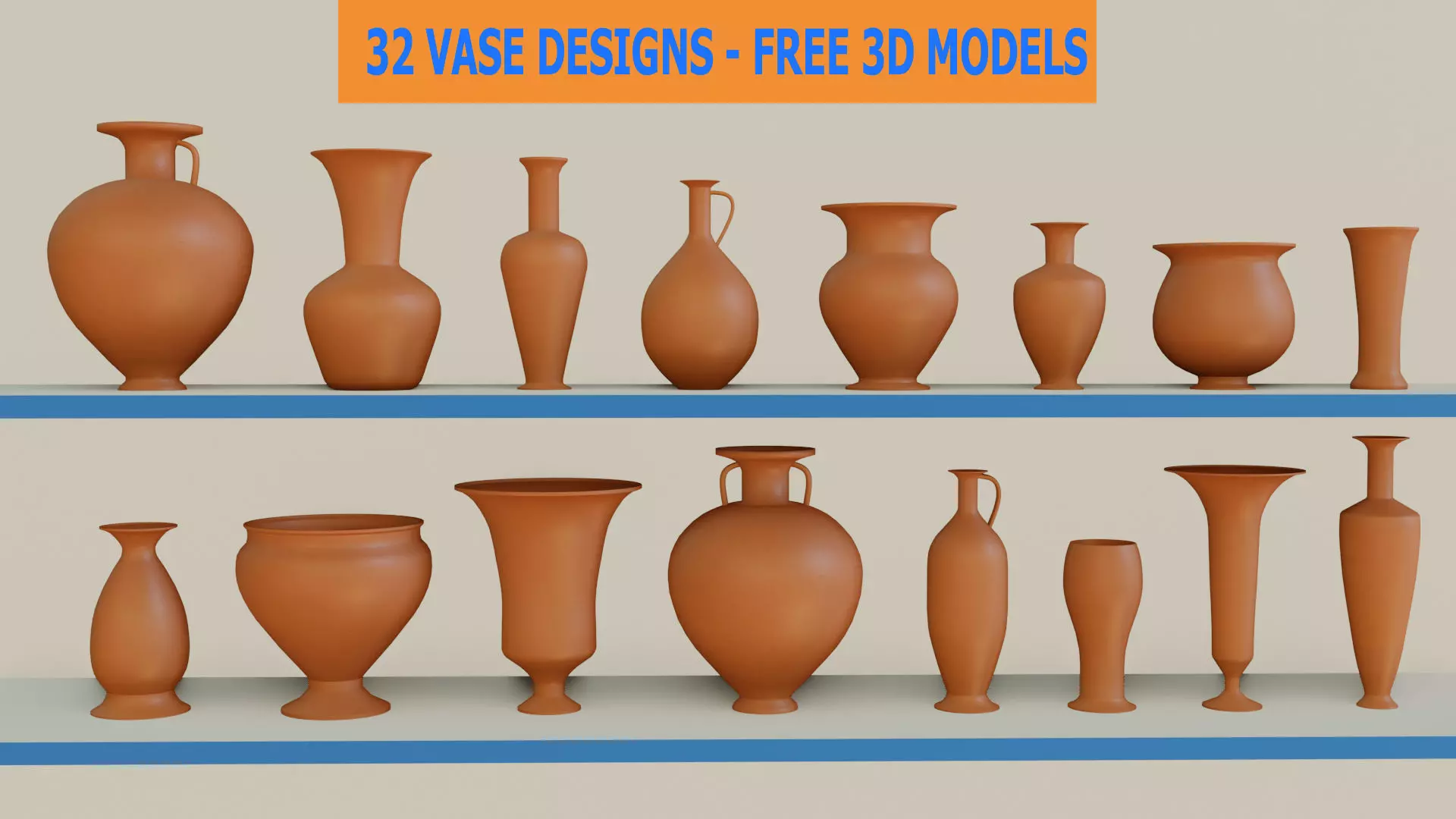 Vase Designs Collection Free low-poly 3D model