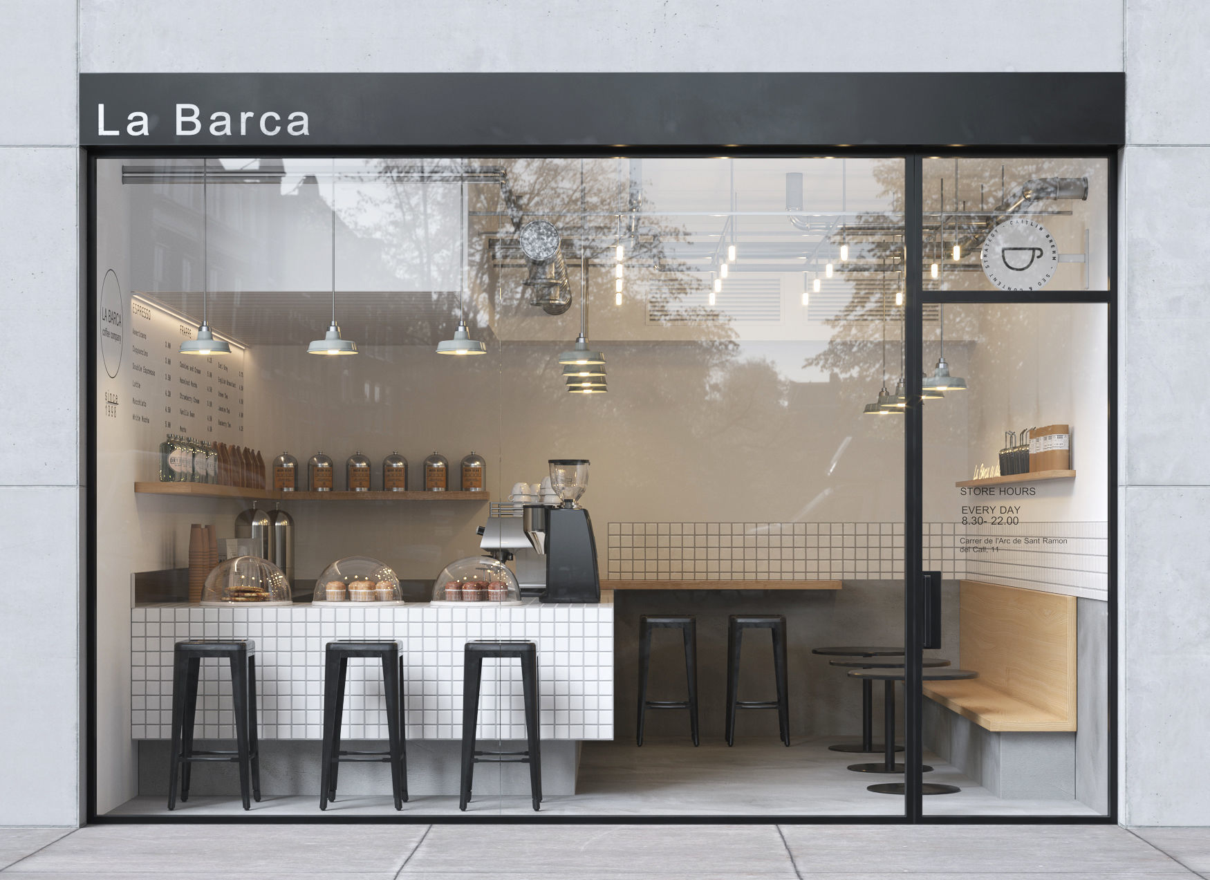 Interior of a street cafe 3D model_3