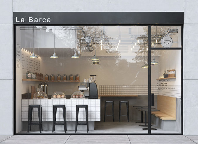 Interior of a street cafe 3D model 4