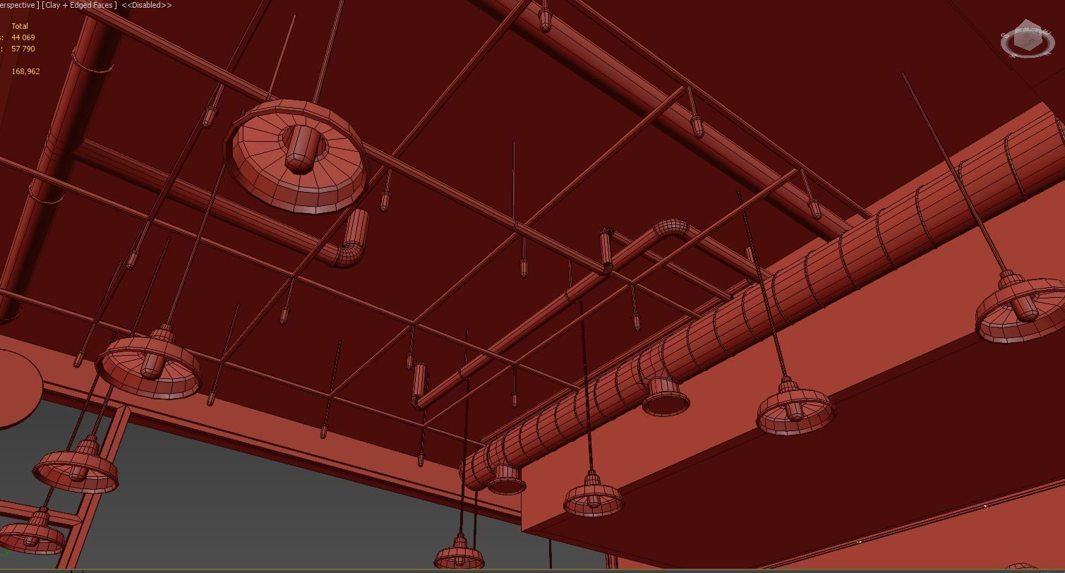 Interior of a street cafe 3D model_8