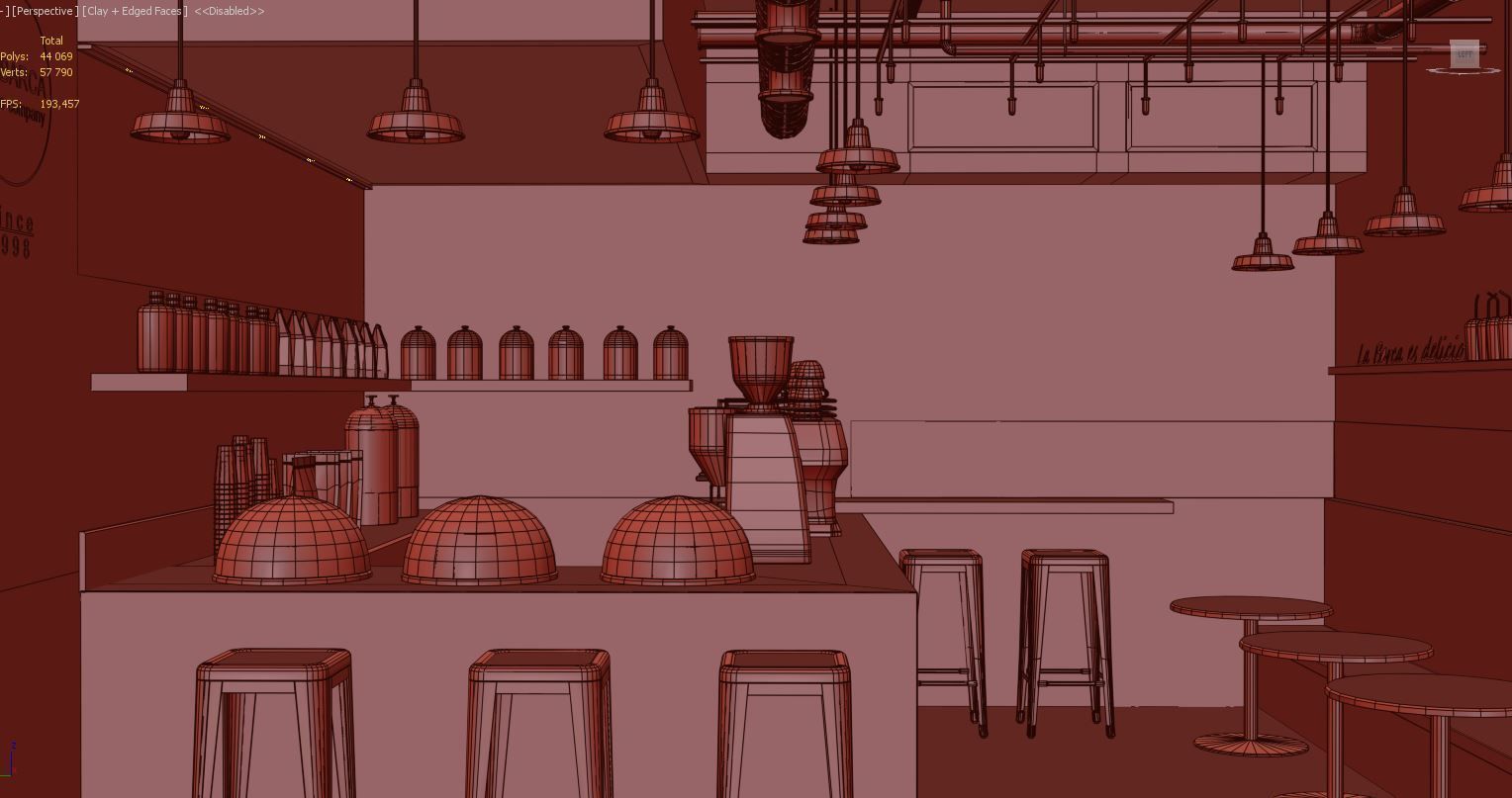 Interior of a street cafe 3D model_9