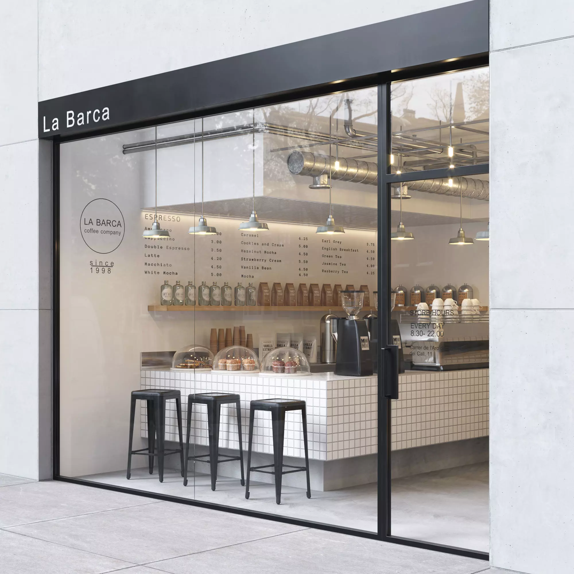 Interior of a street cafe 3D model_0