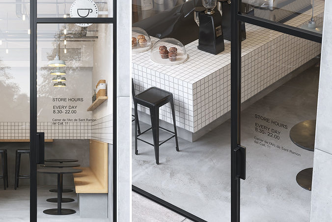 Interior of a street cafe 3D model 5
