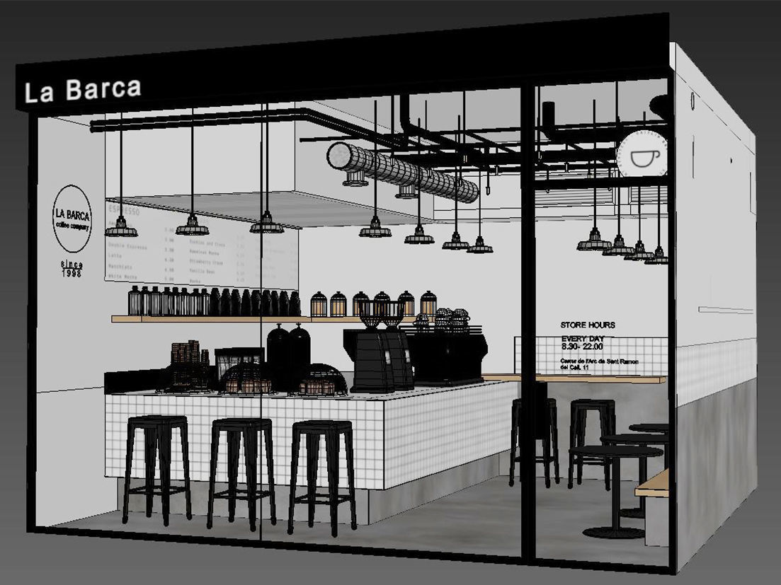 Interior of a street cafe 3D model_6