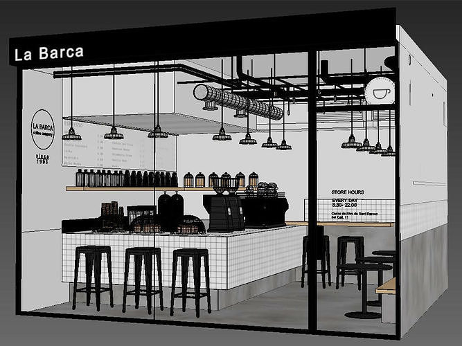 Interior of a street cafe 3D model 7