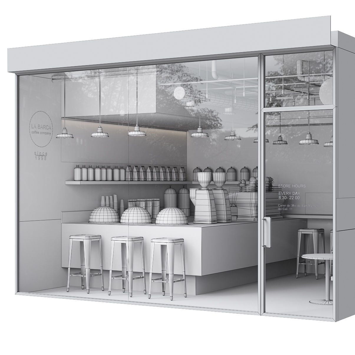 Interior of a street cafe 3D model_5