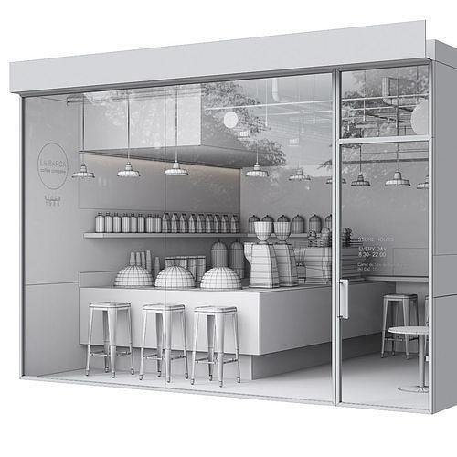 Interior of a street cafe 3D model 6