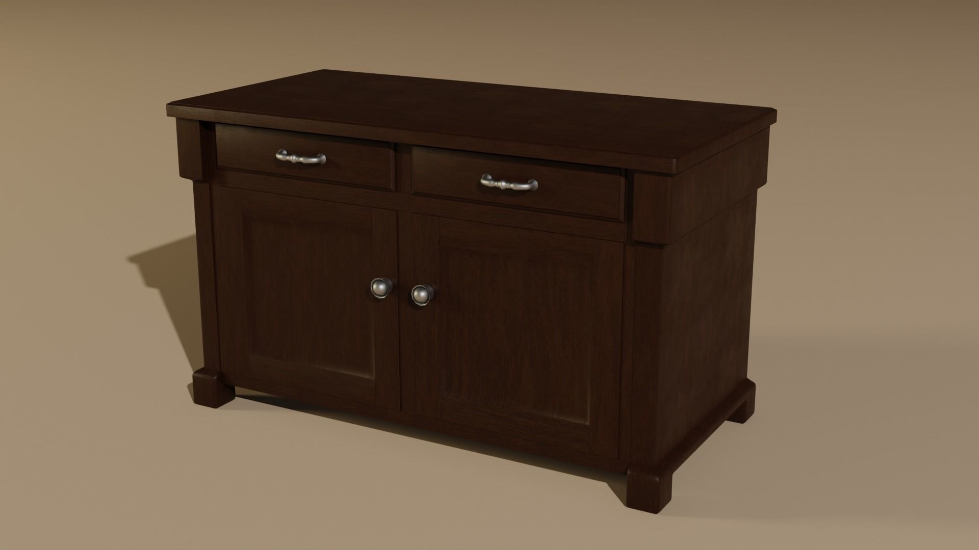 Old cabinet Low-poly 3D model_1