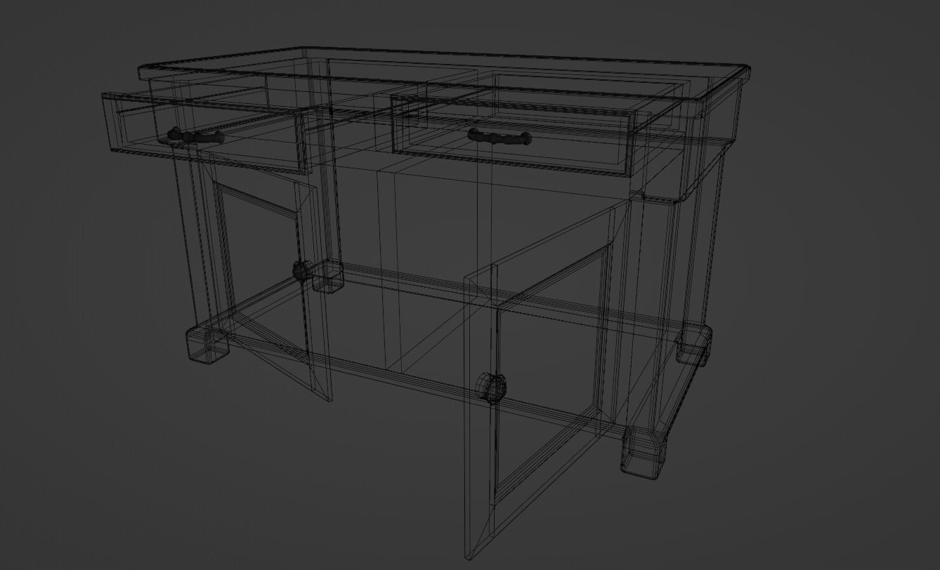 Old cabinet Low-poly 3D model_4