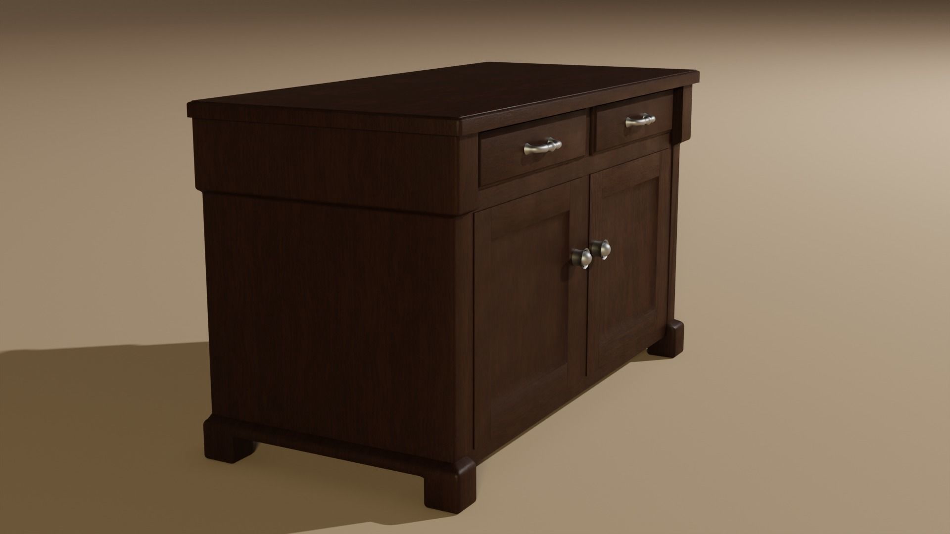 Old cabinet Low-poly 3D model_3