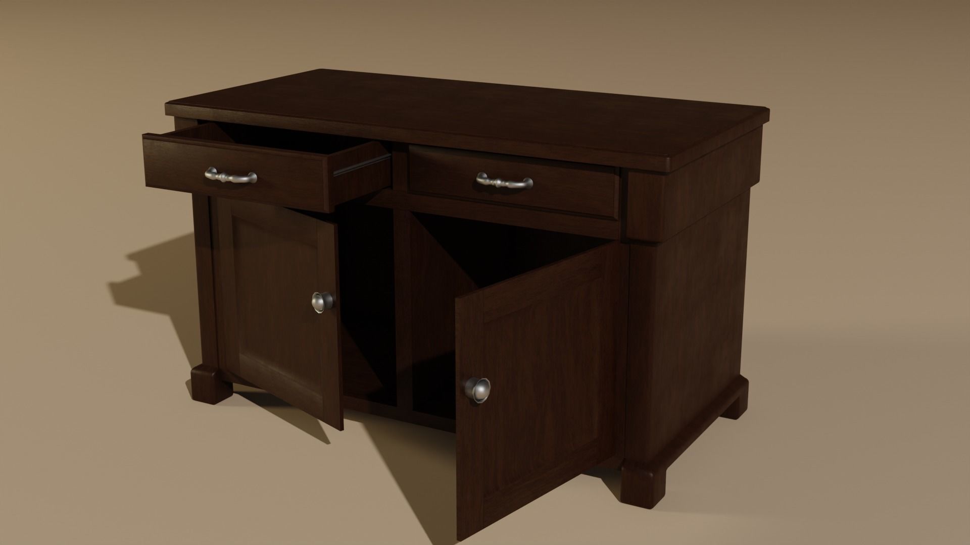 Old cabinet Low-poly 3D model_2
