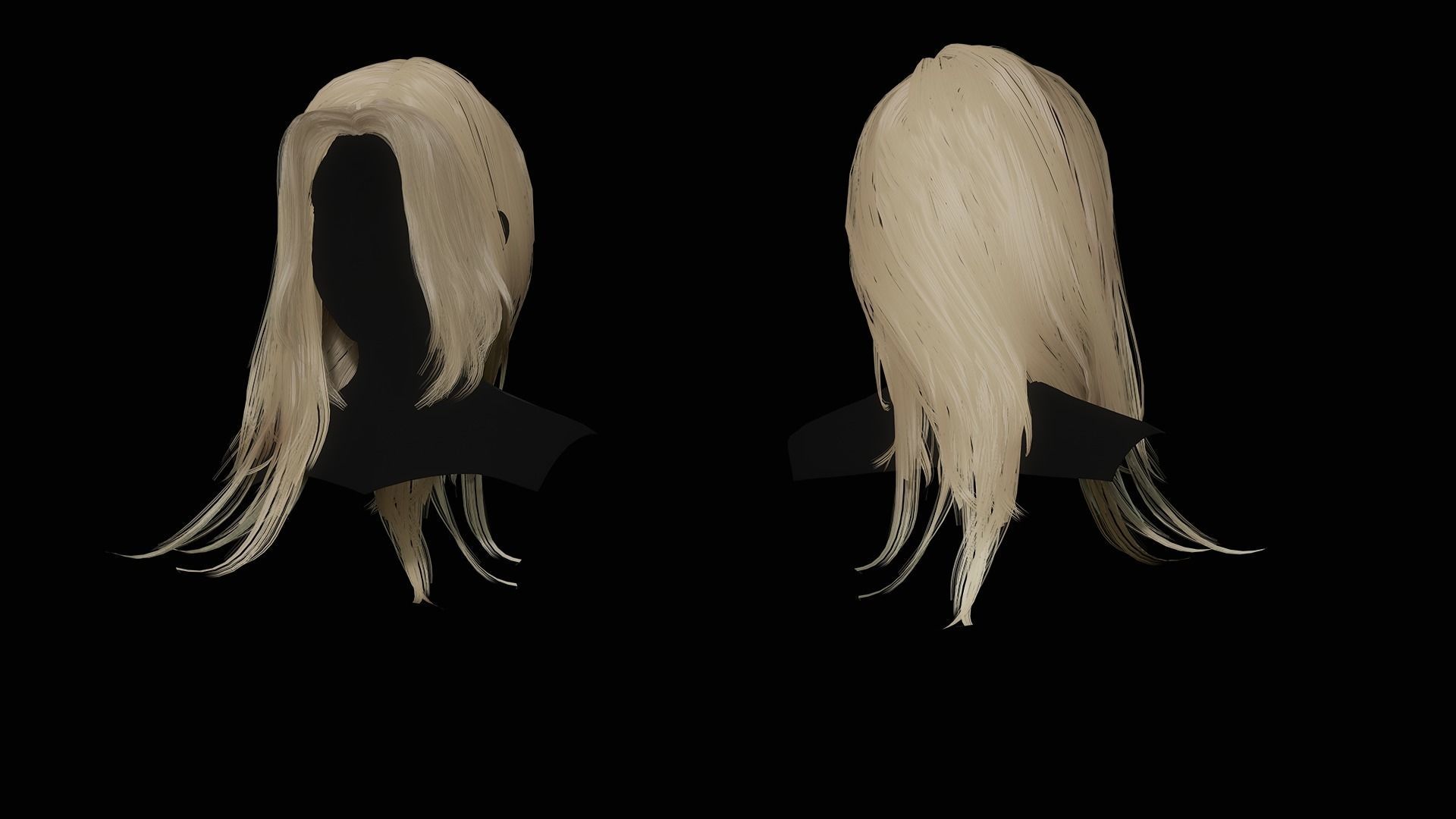 Female Hair Collection - Game Ready Low-poly 3D model_24