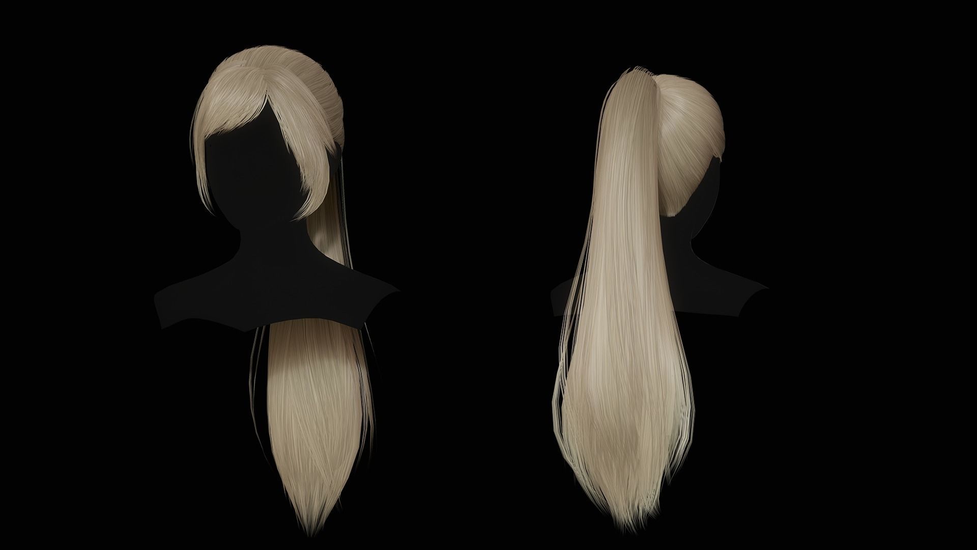 Female Hair Collection - Game Ready Low-poly 3D model_15