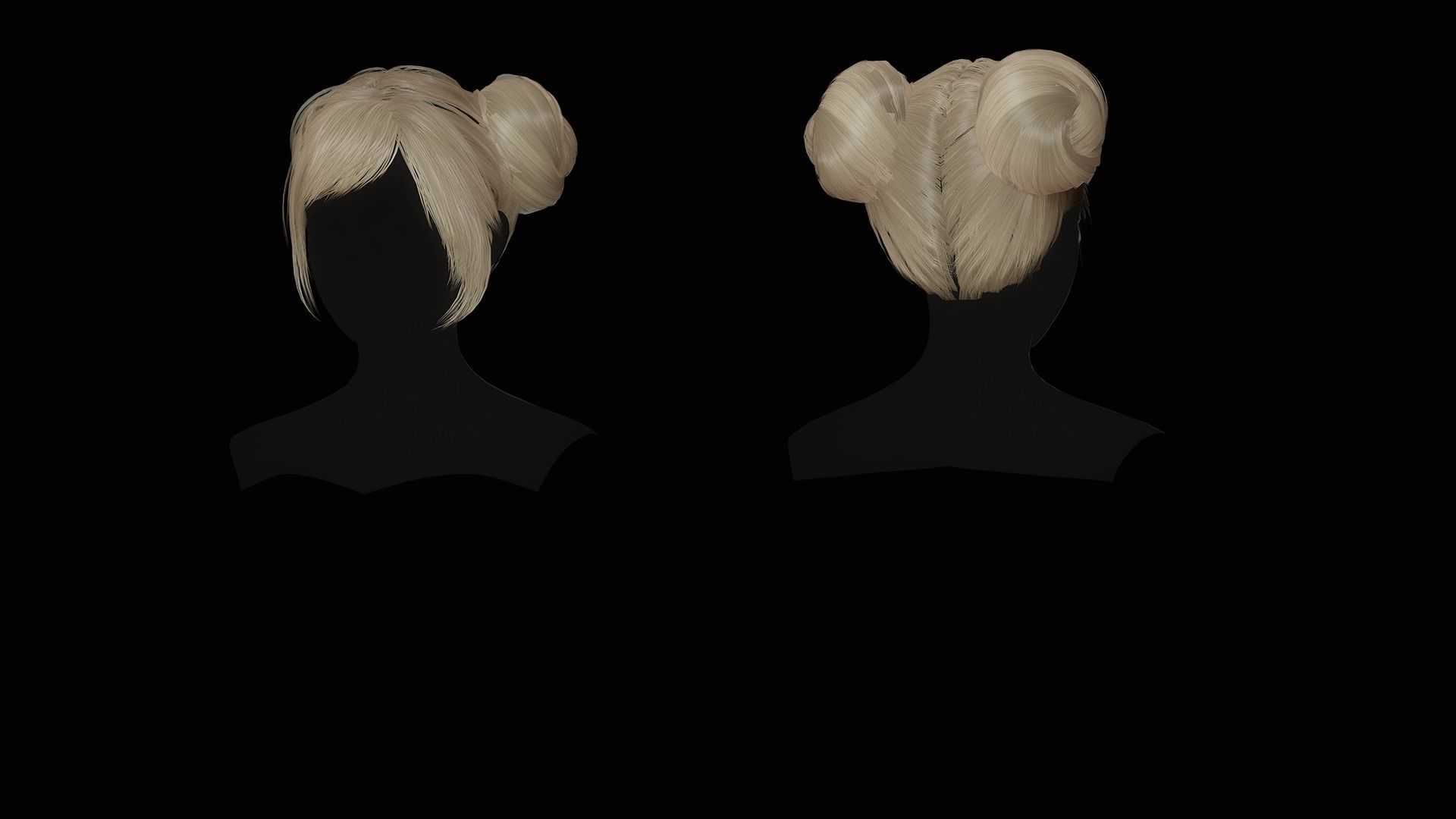 Female Hair Collection - Game Ready Low-poly 3D model_21