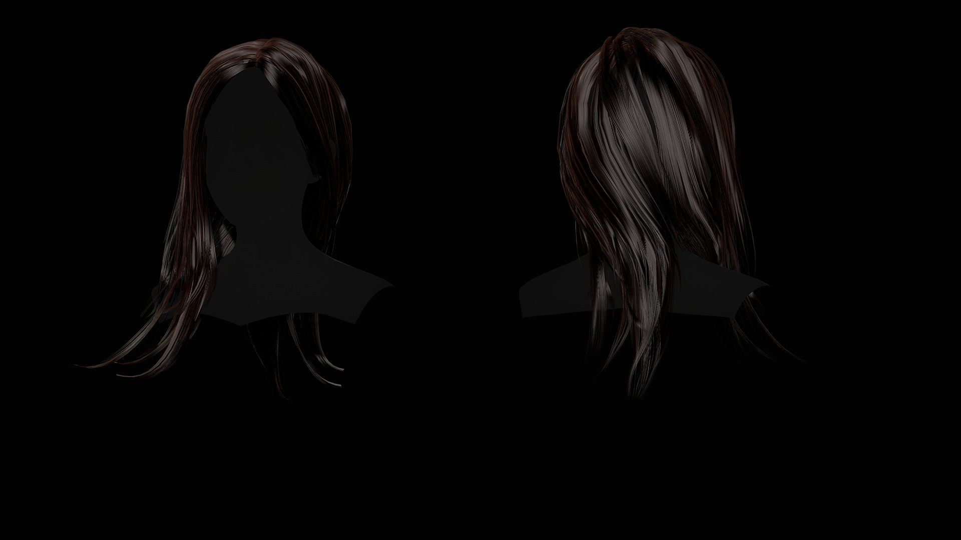 Female Hair Collection - Game Ready Low-poly 3D model_39