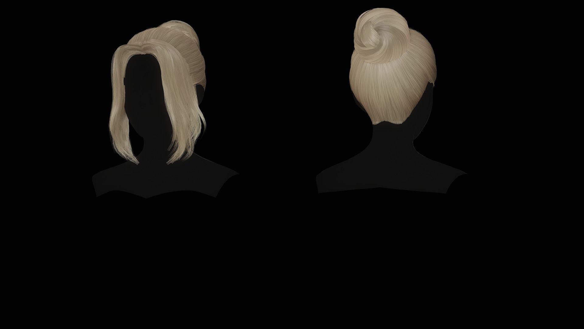 Female Hair Collection - Game Ready Low-poly 3D model_26