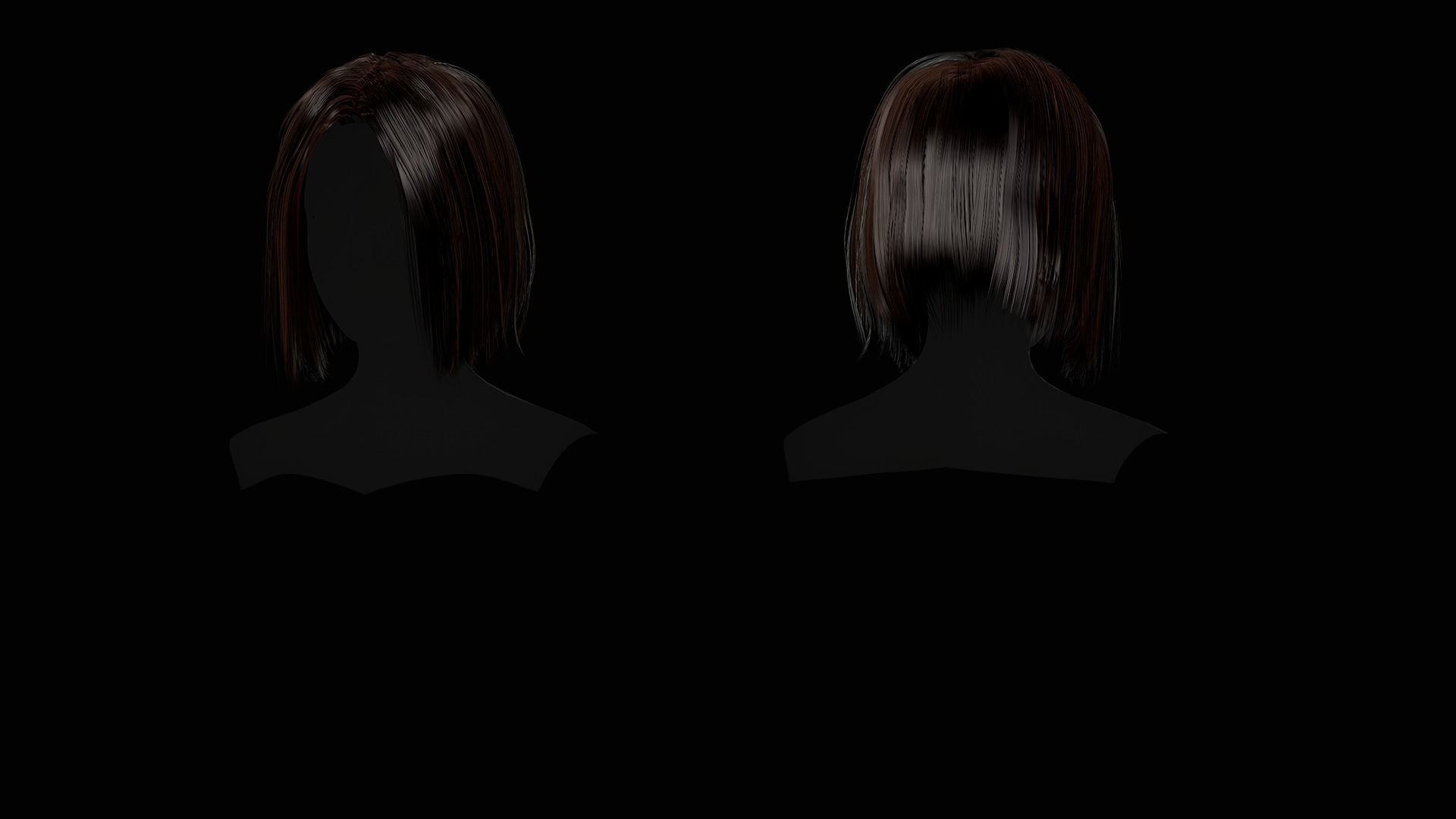 Female Hair Collection - Game Ready Low-poly 3D model_42