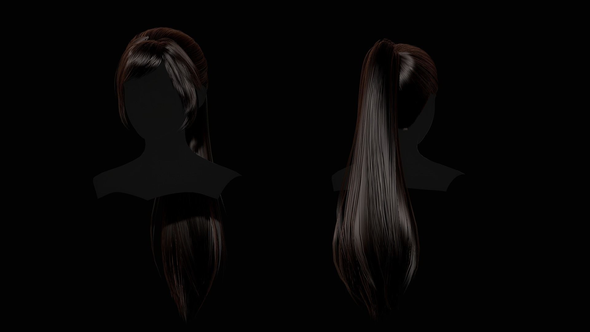 Female Hair Collection - Game Ready Low-poly 3D model_53