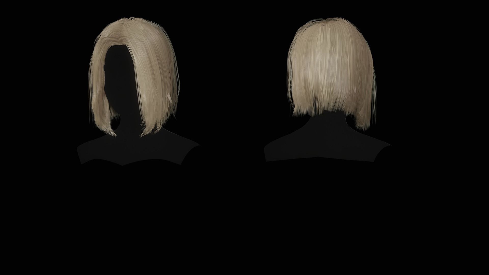 Female Hair Collection - Game Ready Low-poly 3D model_27